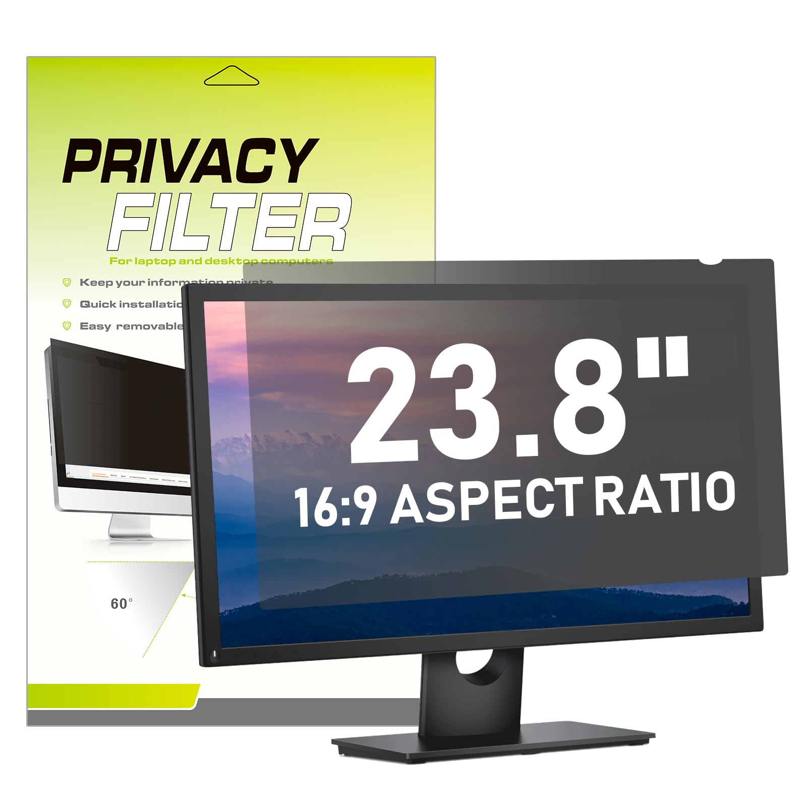 LAMA 23.8 Inch Computer Privacy Screen Filter, Universal Computer Monitor Privacy Filters (WxH:20.78"*11.69"), Anti-Spy/Anti-Scratch/Anti-Glare Protector for Widescreen Monitors(16:9)
