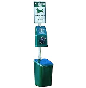DOGIPOT 1010 Pet Station Includes Sign, Dispenser, Poly Receptacle , Litter Bag Rolls and Liner Trash Bags, Polyethylene, Forest Green (Sign board may vary)
