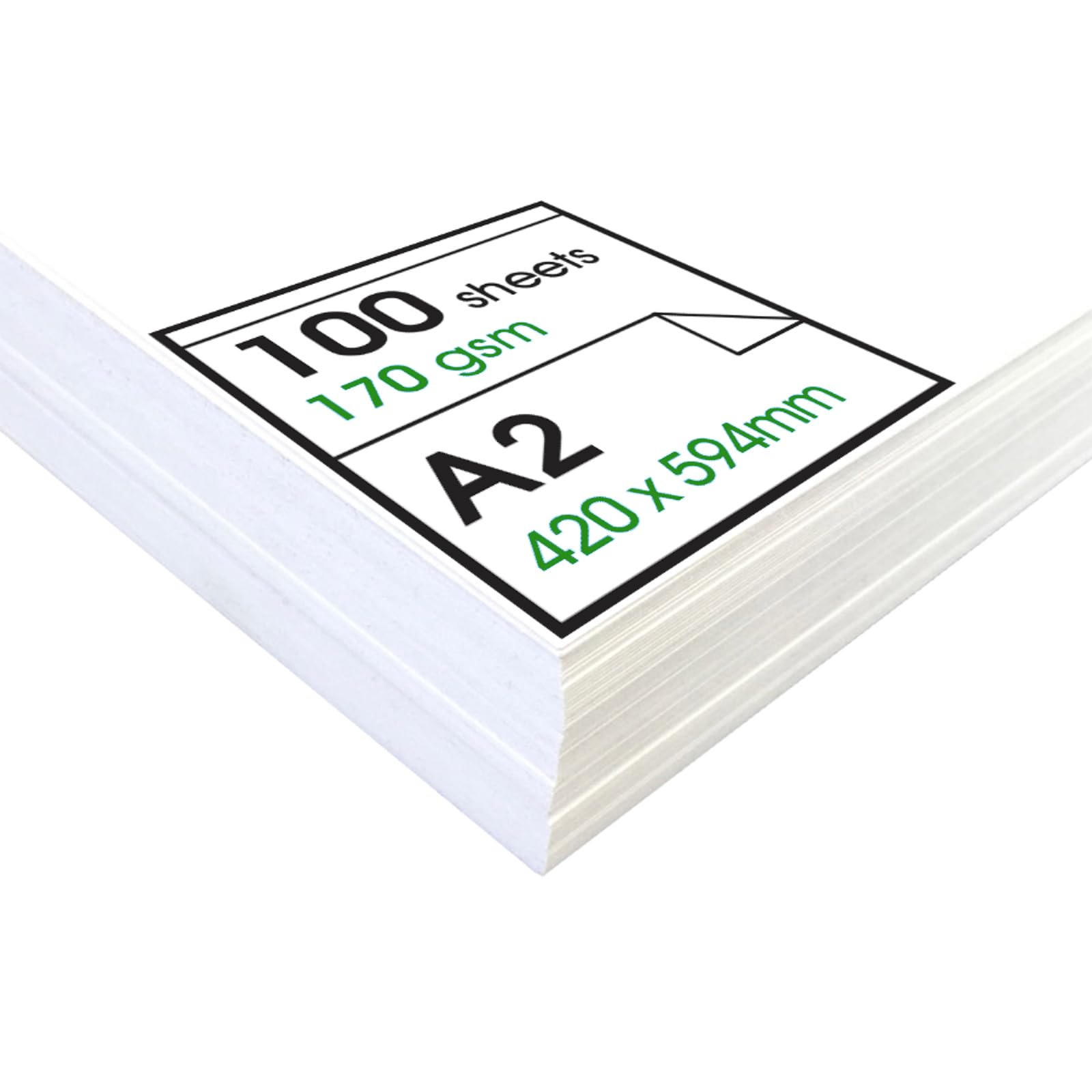 Artway Enviro – Recycled A2 Cartridge Paper for Drawing - Ideal for Dry Art Applications - 170gsm – A2 (100 Sheets), White