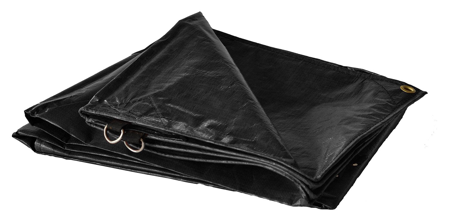 8' x 12' Dry Top Super Heavy Duty Black 12mil Poly Truck Tarp Free