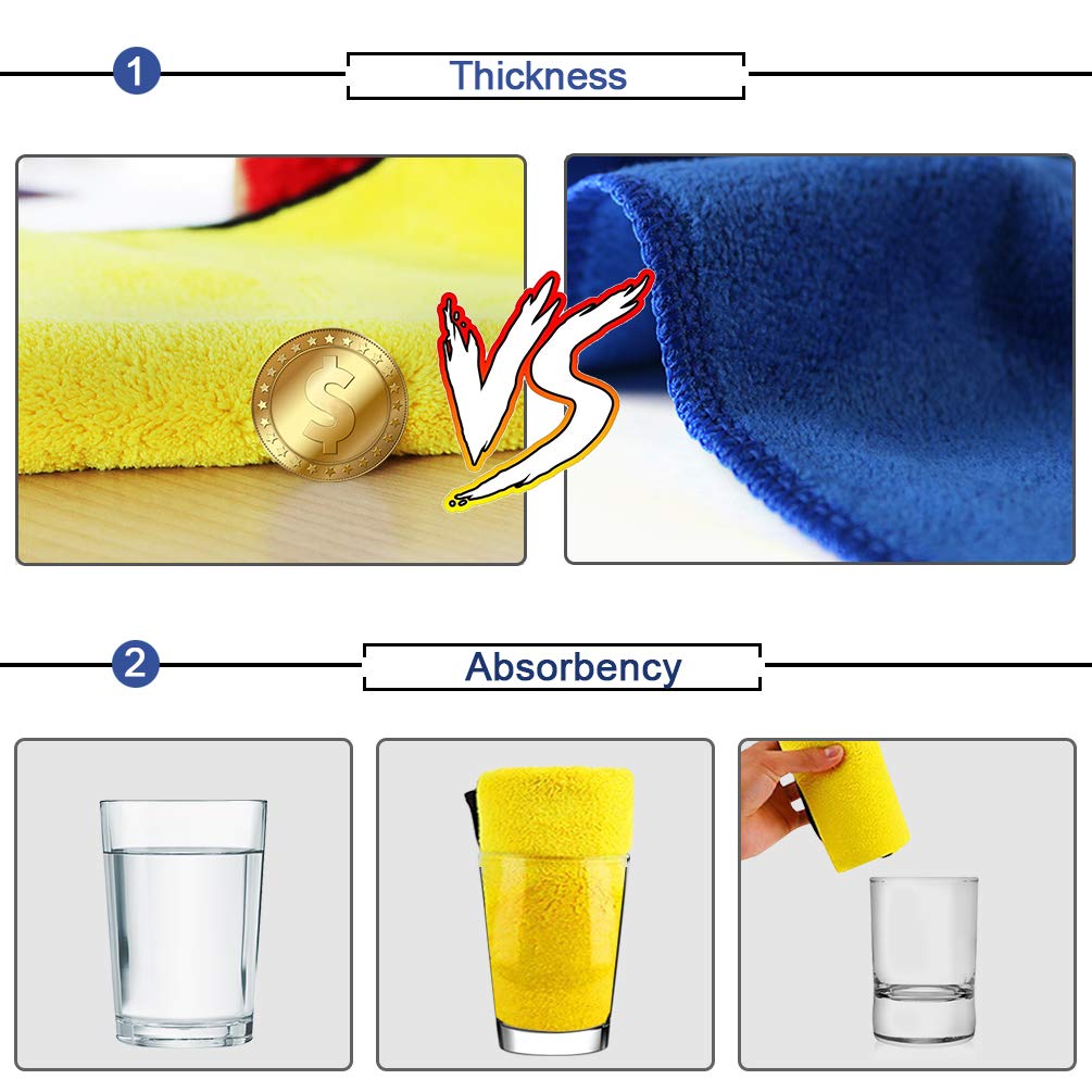 Oladwolf Mikrofasertücher zur Autopflege,2 Stück Mikrofaser Poliertuch + 1 Auto Waschhandschuh,Extrem saugstark und Weicher Auto-Trockentuch zum Auto Lackpflege,Waschen,Putzen und Polieren 45x38cm