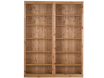 Loft24 2X Regale Bücherregal Büroregal Aktenregal Ordnerregal Holzregal Standregal Kiefer massiv gebeizt geölt (2 Regale, 148
