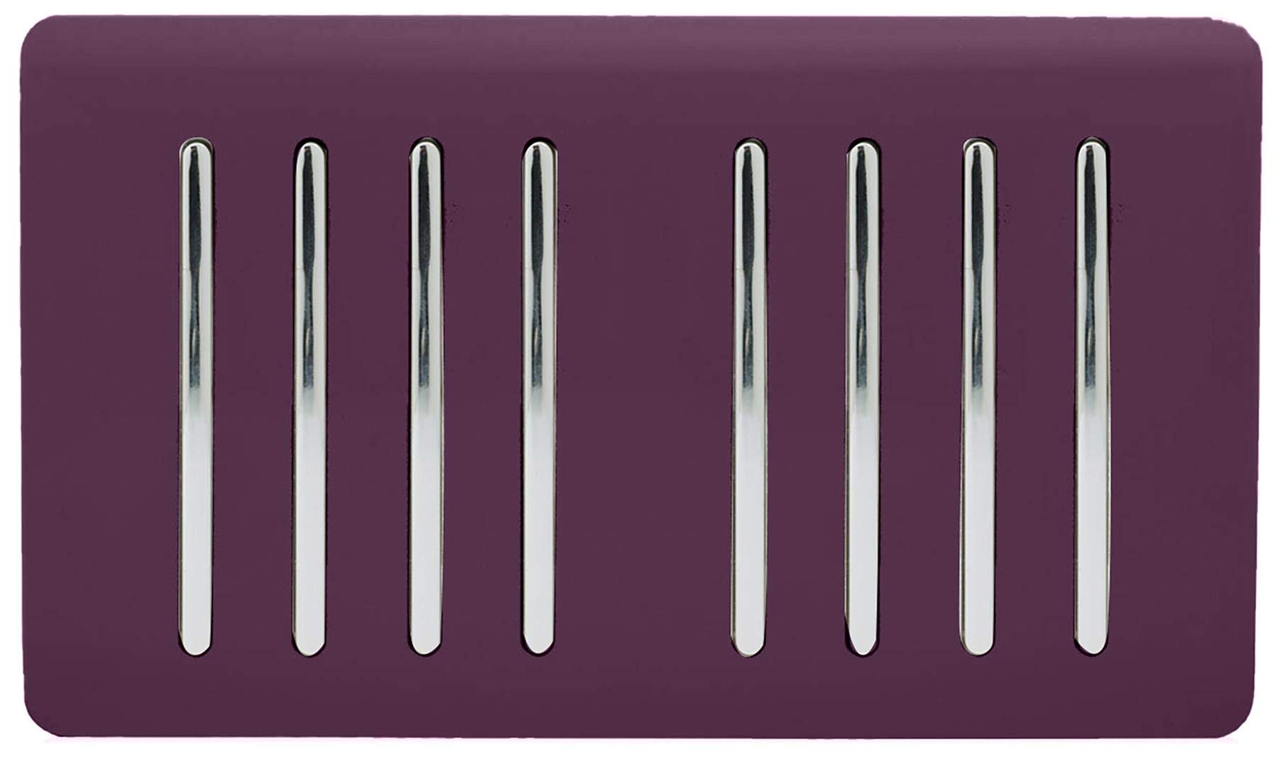 Trendi Artistic Modern Glossy 8 Gang 1 Way Rocker Double Plate Tactile Light Switch Plum