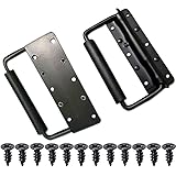 Spring Loaded Case Handle 124mm, Steel Surface Mount Chest Handle with Rubber Grip, Thickened 2mm Cabinet pulls Black (Pack o