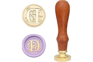 MINGYUESKY Wax Seal Stamp, Classic Alphabet Initial Wax Sealing Stamp Brass Head Wooden Handle for Wedding Party Invitation (Letter D)