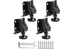 LFSEMINI Leg Leveler, 4 Pack Leveling Feet, Heavy Duty Adjustable Furniture Leveler Legs, with Screws, Lock Nuts and Wrench, 2 inch Adjustable Height, for Furniture, Table, Cabinets(4 Pack Black)