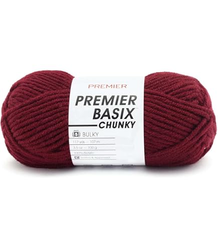 Premier Yarns Basix – Eggplant Color, 100% Acrylic, 7 Oz/200g, 359 Yards, Medium Weight #4 Yarn