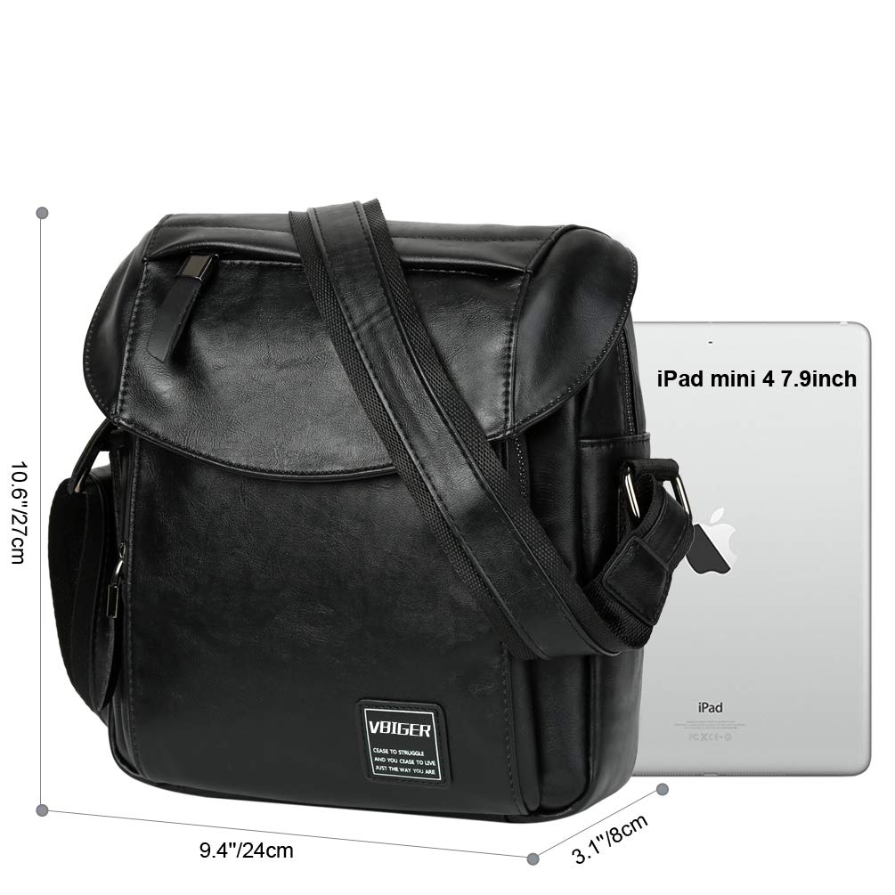Vbiger Herren Umhängetasche Handtasche Männer Klein Herrentasche Retro Schultertasche Kleine Tasche Herren Schwarz
