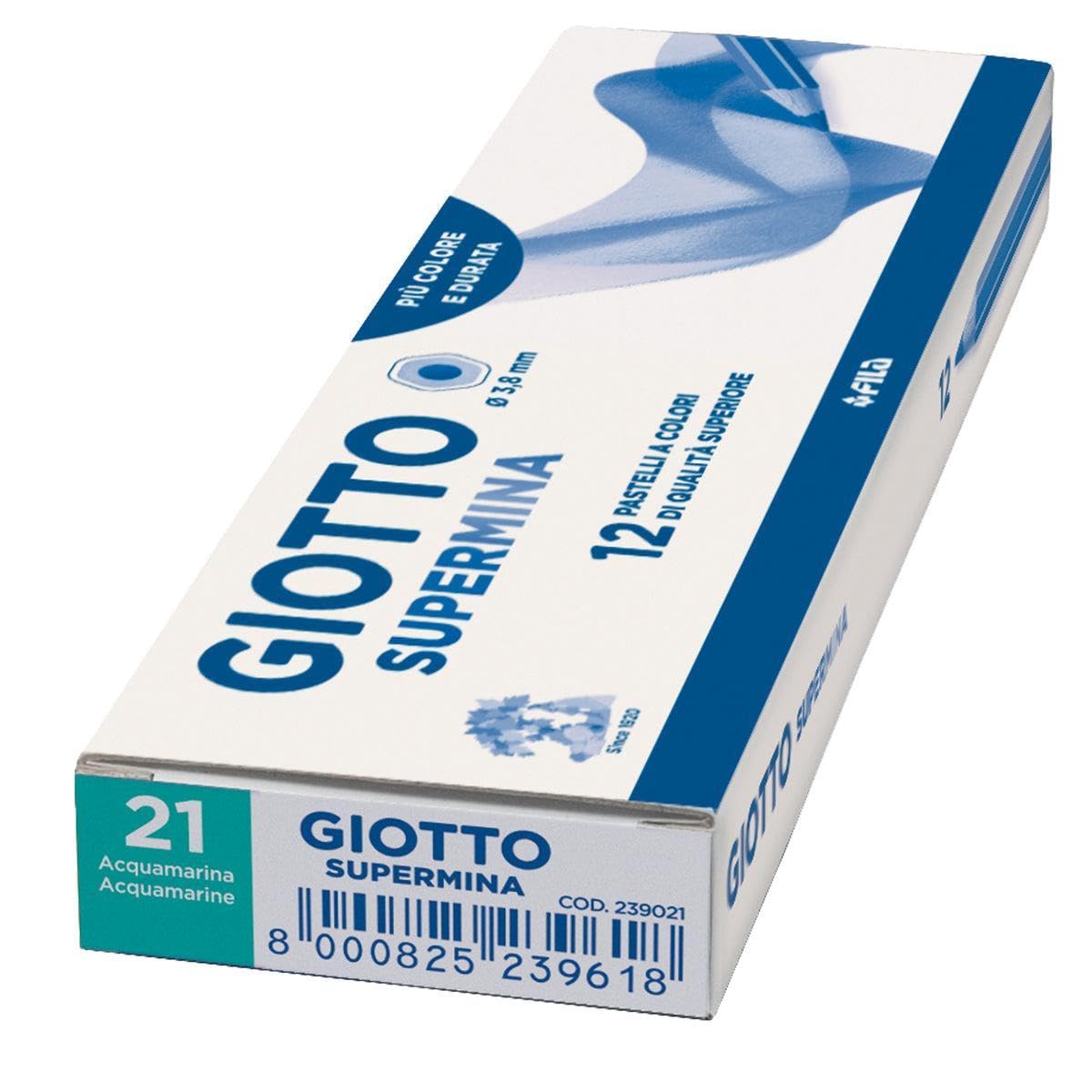 GIOTTO Supermina Coloured Pencils, 12 Pieces, 3.8 mm Lead, Assorted Colours, High Quality (Aquamarine)