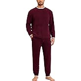 Snuggle Sac Mens Pajamas Set Fleece Winter Sleepwear Fuzzy Long Sleeve Soft Loungewear Sets with Pockets
