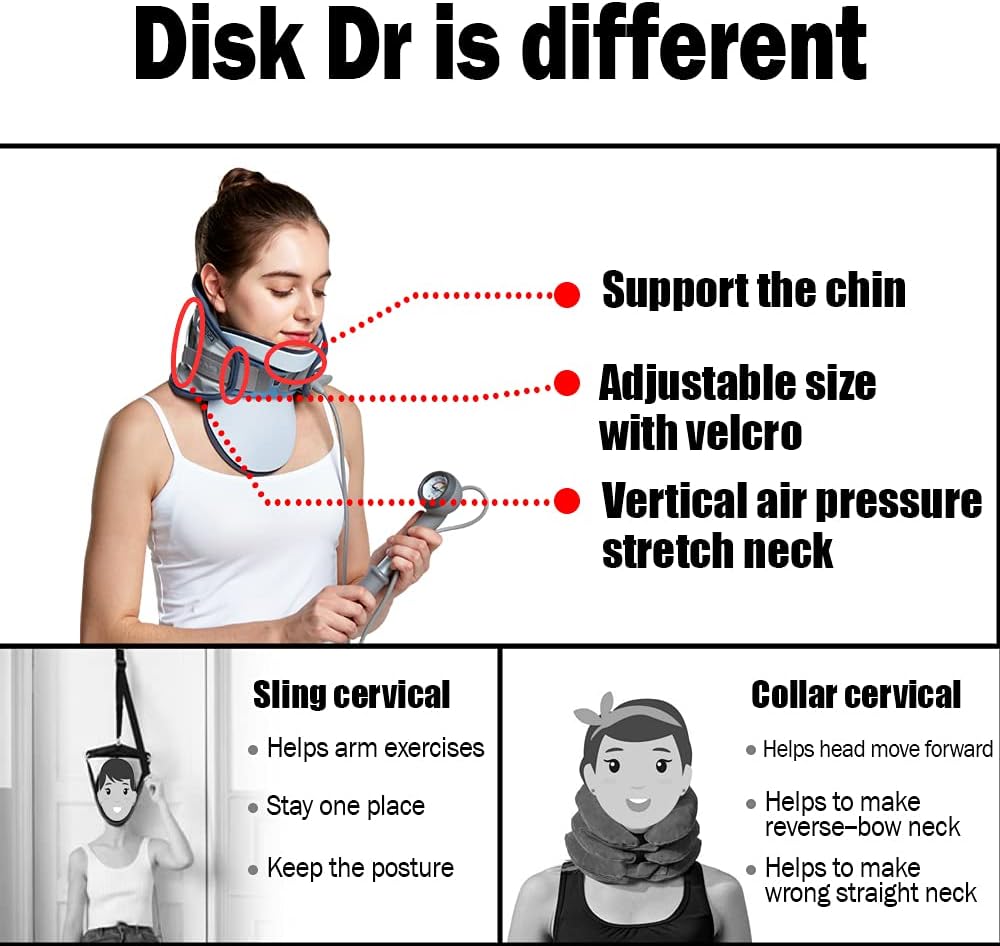Disk Dr. Neck Series Cervical Traction Device for Men or Over 143 lbs, Neck Support & Stretcher, Neck & Shoulder Pain Relief, Spine Alignment (L, Over 35 inches Waist Sizes): Health & Personal Care