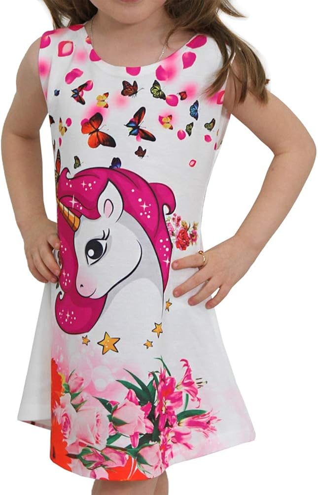 Minilady Licorne Robe d'été pour fille avec motif licorne cheval Paris
