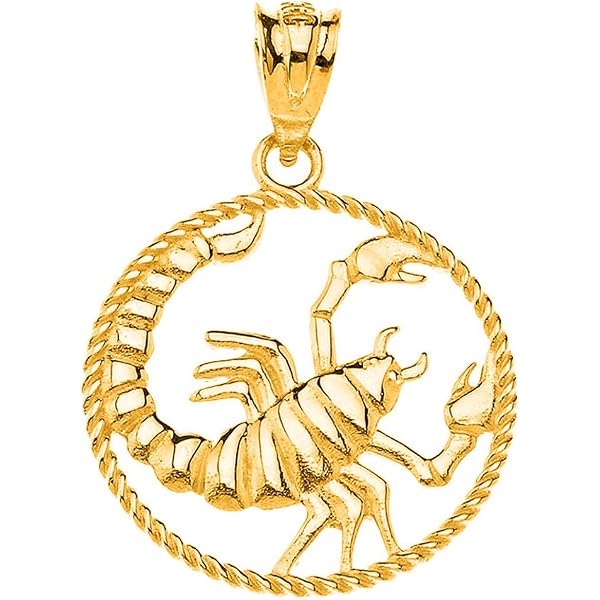 14k Yellow Gold Gemini Zodiac Charm Pendant - Twisted Rope Style Astrology Necklace Or Bracelet Charm, Made In USA - View #6