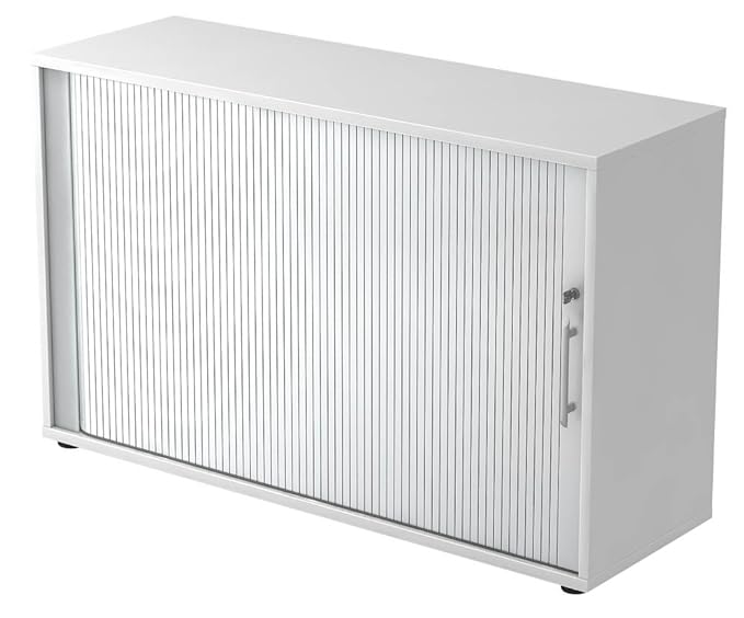 Hammerbacher Rollladenschrank 1732S 2OH RE weiss/silber