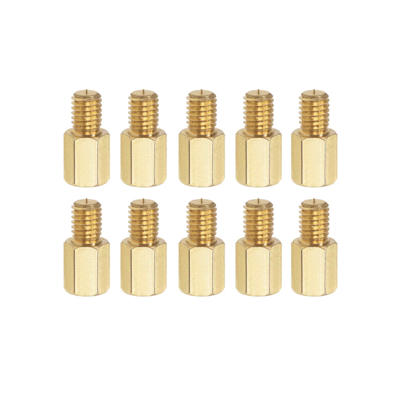 YOKIVE 10 Pcs M6 Standoff Screws, Brass Hex PCB Standoffs, Keep Height Consistent, Great for Motherboard (Gold Tone, 10mm+8mm)