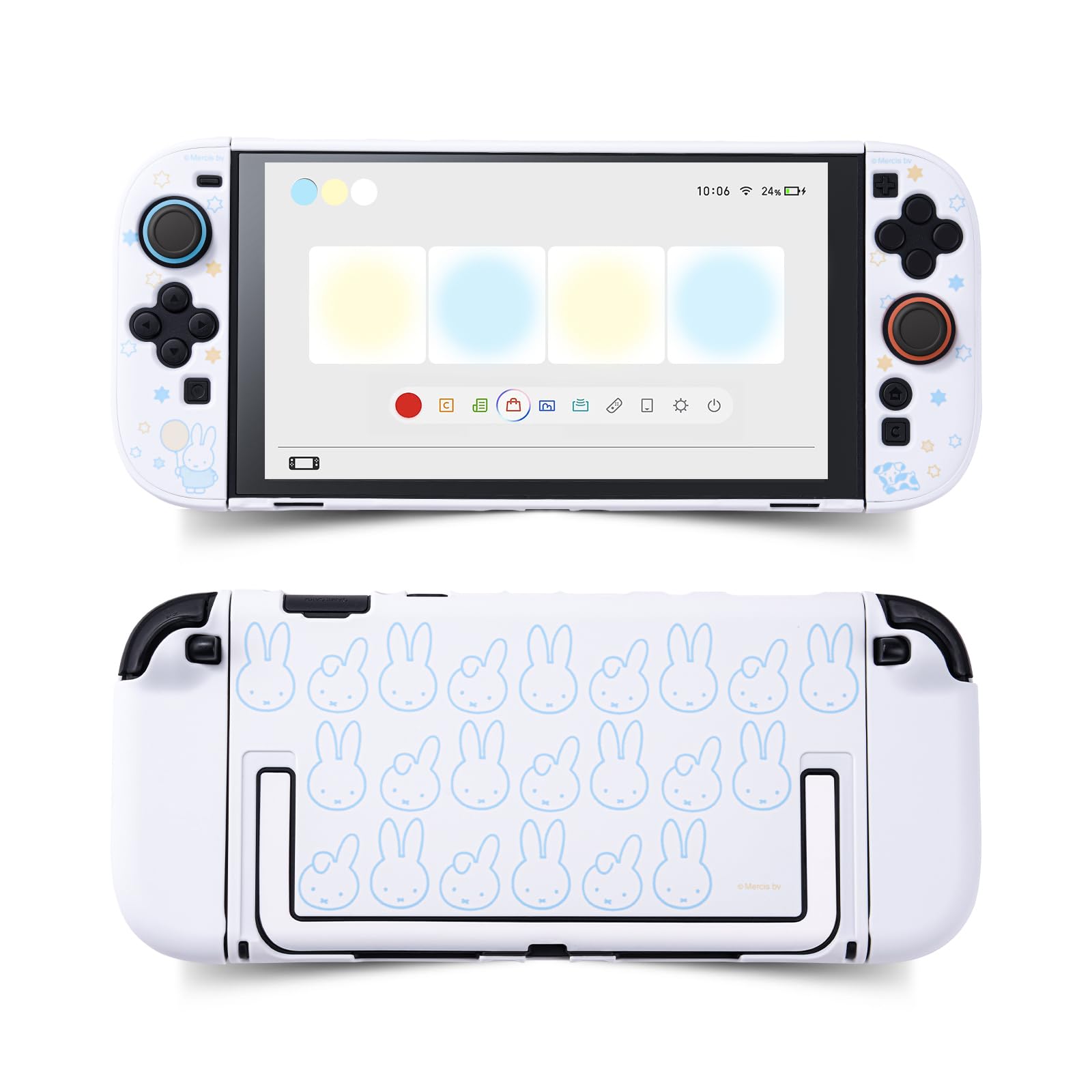 Kuitmor Dockable PC Protective Case Compatible with Switch 2 Model 2025, All-Round Protection Hard Protective Shell for Switch 2 2025 Accessories(Clear Vibrant Bunny)