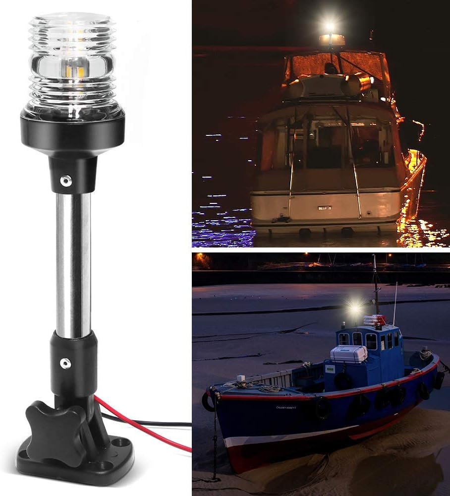 Obcursco Adjustable Boat Stern Light White All Round Anchor Light 9 Inch Fold Down Boat Stern Light : Sports & Outdoors