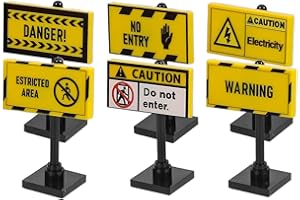 Milisten 6pcs City Street Warning Signs Traffic Safety Toys Mini Roadblocks for Boys and Girls Education