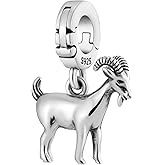 Bolenvi Farm Animal Goat Pendant Bead Charm - Clasp Clip on 925 Sterling Silver Charms Compatible with Pandora & Similar Charm Bracelets, Necklaces & DIY Jewelry, Unique Nature-Inspired Pendant