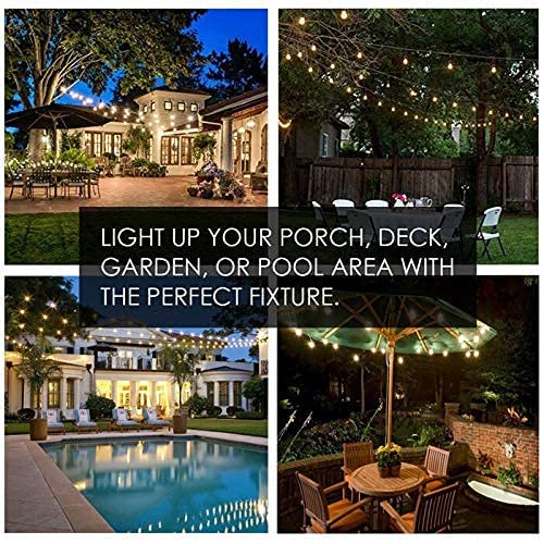 SUNTHIN Outdoor White String Lights, 48ft Patio String Lights White
