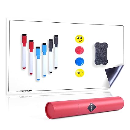 POPRUN Pizarra Blanca Magnética Tablero de Nevera con 6 Marcadores ...