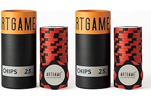 ARTGAME 14 Grams Clay Poker Chips, Minimalism Chip Easy to Recognize Numbered Chips and Color Blank Chips-Pack of 50 Chips