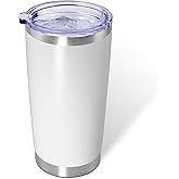 AIANJI 20oz Tumbler Bulk Stainless Steel Tumblers with Lid Vacuum Insulated Double Wall Travel Coffee Mug Powder Coated Tumbler Cup for Hot and Cold Drinks(White, 1 pack)