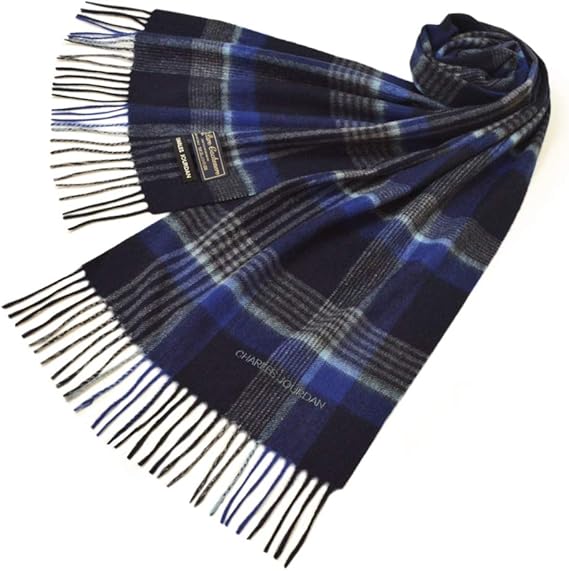 Amazon Charles Jourdan シャルルジョルダン マフラー メンズ レディース チェック柄カシミヤマフラー サイズ180cm 30cm Ecjw117 R98 Navy Grey ネイビーグレー マフラー 通販
