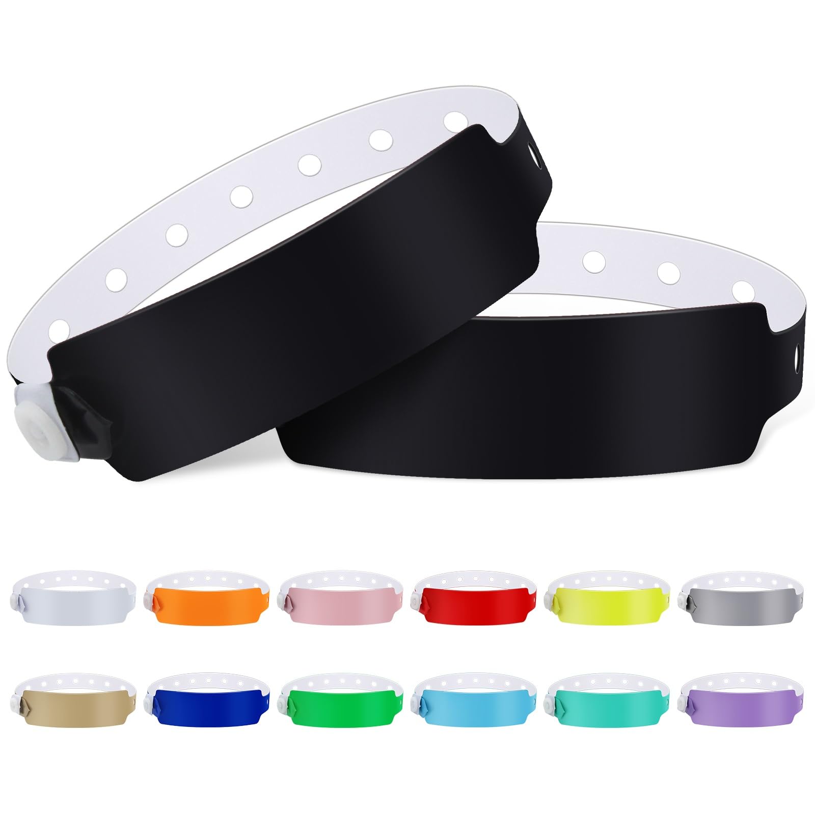 Photo 1 of 100pcs Colored Vinyl Wristbands, Waterproof & Security Wrist Bands for Events, Pool Parties & Outdoor Sports (Black)