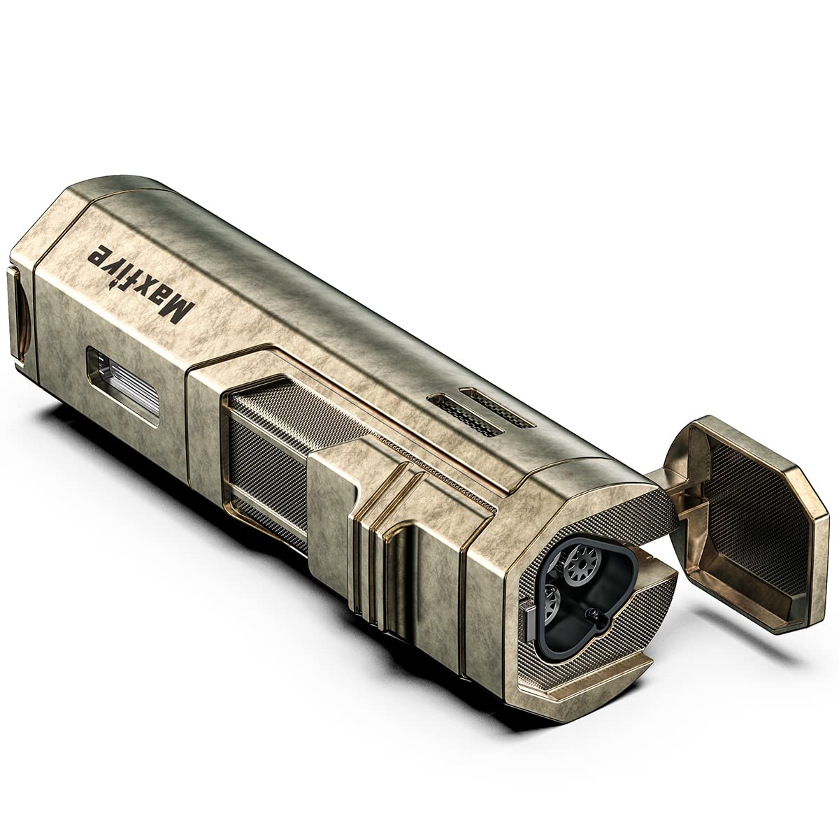 Maxfire Retro Triple Jet Flame Lighter Gas Butane Refillable, Adjustable Flame with Punch (Sold without Gas) …