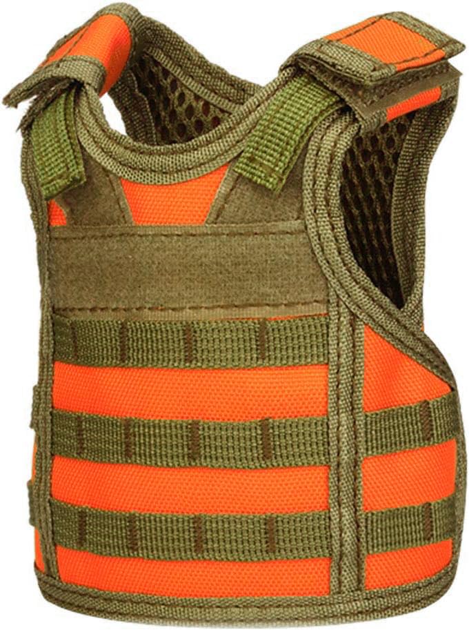 AOUTACC Mini Tactical Beer Vests, Molle Beer Cooler Jacket Adjustable Drink Bottle Vests Holder Beverage Cooler Holder for 12oz or 16oz Cans or Bottles (1 Pack, Orange)