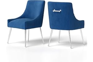 FFIJJ Dining Chairs, Accent Chairs Set of 2, Modern Upholstered Kitchen Dining Room Chairs with Silver Legs, Fabric Tufted Ve