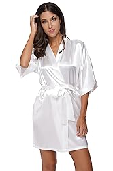 The Bund womens Pure Colour Short Kimono Robes with