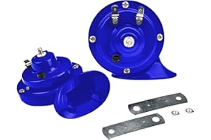ASUBHA 2 PCS 300DB Super Loud Train Horns, 12V Waterproof Air Double Horns Replacement Kit, Automotive Accessories Electric Snail Horn 12V Horn Kit Universal for Car, Motorcycle, Truck, Bike, Boat (Blue)