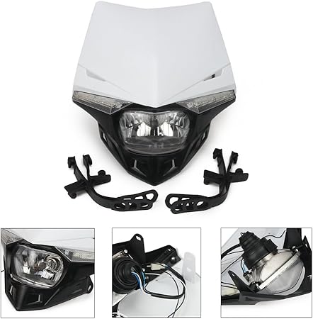 Amazon Jfg Racing オフロード ヘッドライト カウル 汎用 Hi Lo切替 バイク フロントマスク Ledデイライト ホンダ ヤマハ カワサキ等 ヘッドライト 車 バイク