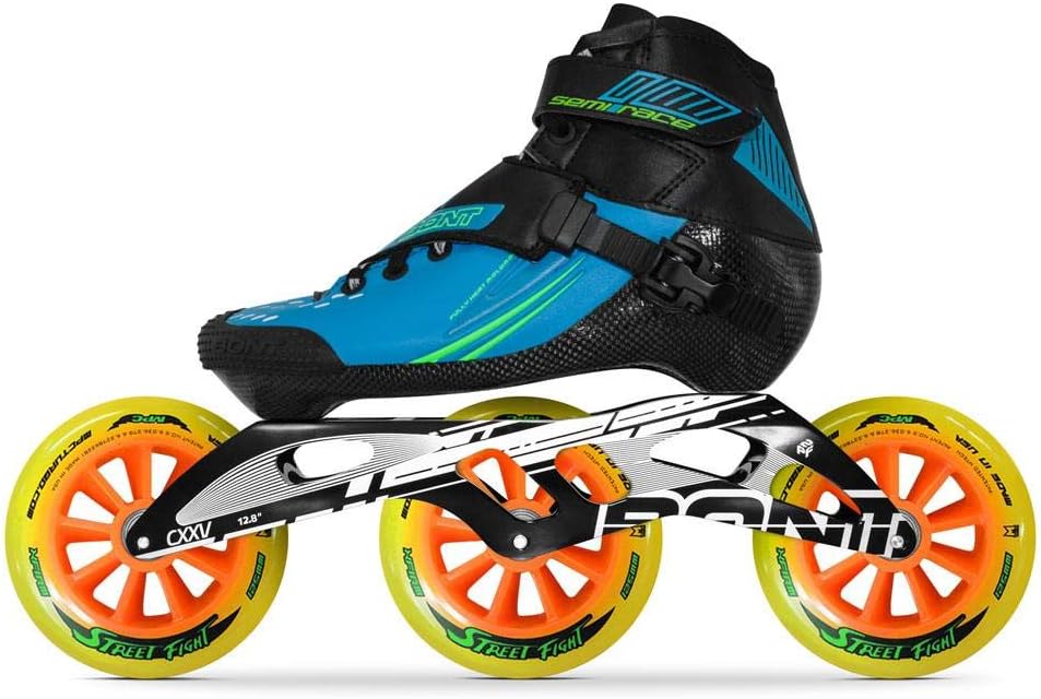 Bont Inline Skates | Inline Speed Skating Racing | Semi Race Skate Boot + CXXV Black Frame + Street Fight 125mm Wheels + ABEC5 Bearings | Vegan | Youth - Boys - Girls - Men - Wome (Black/8)