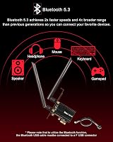 Ubit AX210 WiFi 6E Card 5400Mbps PCIe Intel Bluetooth 5.3 Desktop Windows 11/10 view 4