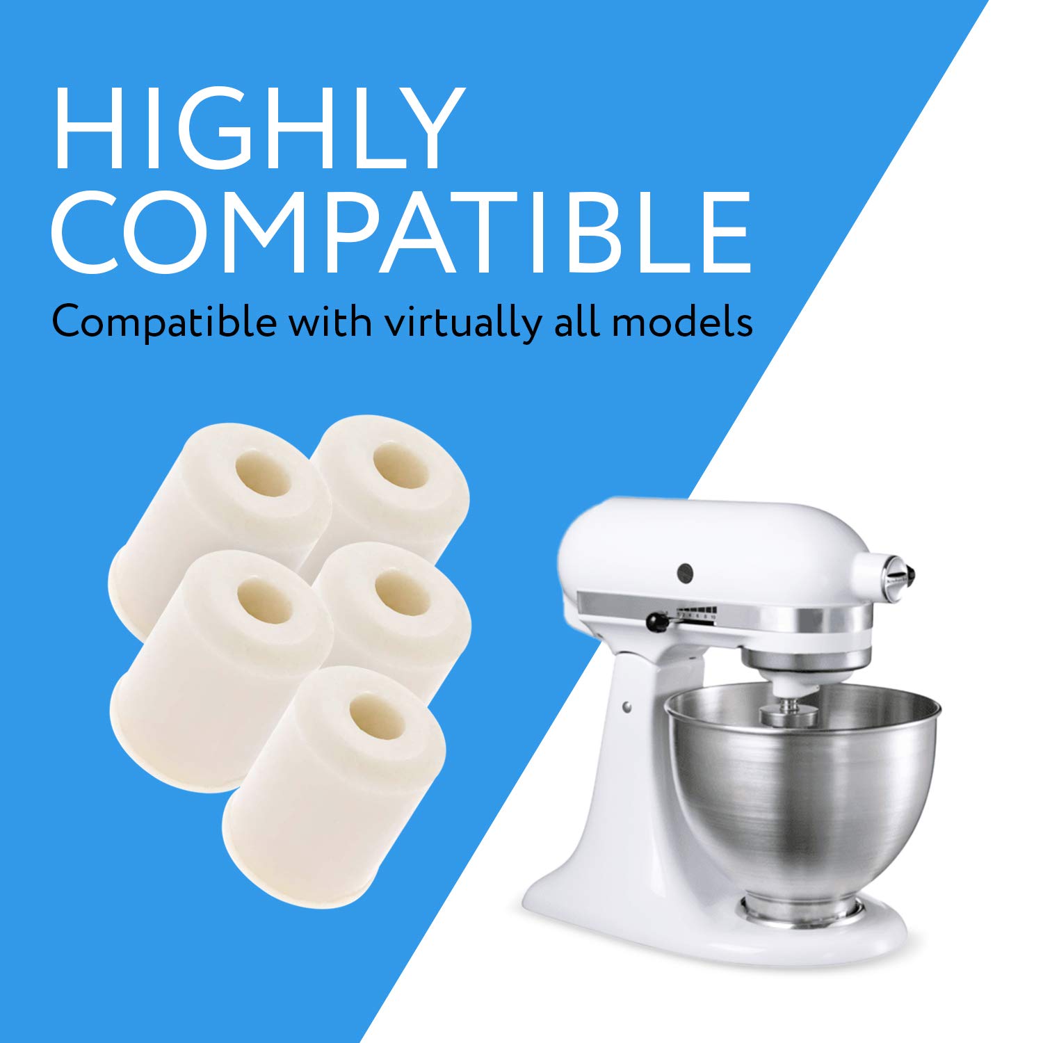 Mixer Feet Compatible With KitchenAid (5-Pack) - Universal Replacement Rubber Feet Compatible with KitchenAid Stand Mixers - Replacement for 4161530 and 9709707 Foot