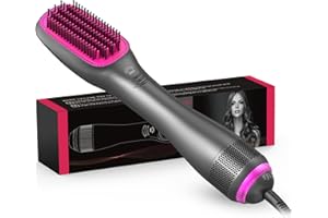 APOKE 3 in 1 Hair Dryer Brush & Straightener Brush, Professional 1200W Ceramic Tourmaline Ionic Hot Air Brush