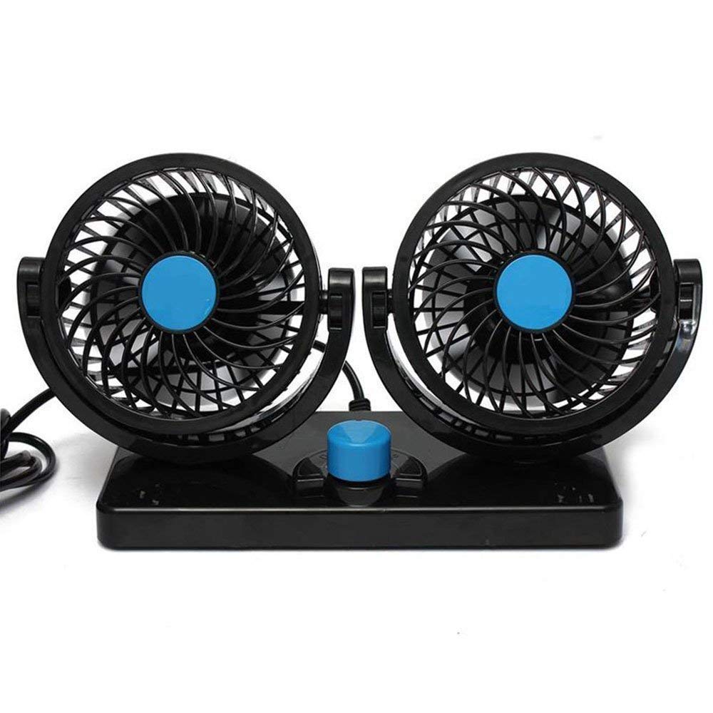 BestFire 360 Rotating Free Adjustment Dual Head Car Auto Cooling Air Fan Powerful Quiet 2 Speed Rotatable 12V Ventilation Dashboard Electric Car Fans Summer Cooling Air Circulator Low Noise