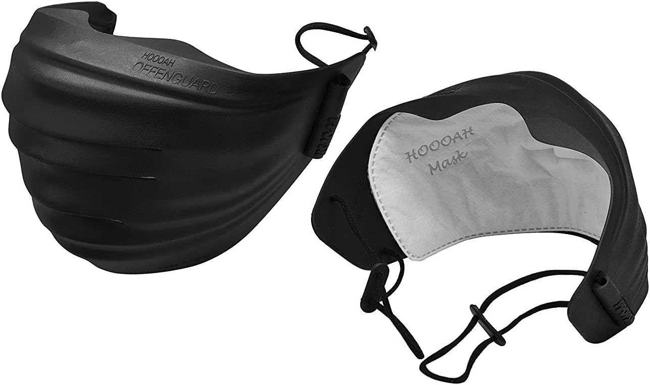 Hooah N95 Particulate Respirator [Black] with 4 Replacement Filters. Non-Toxic Dust Mask for Pollen, Other Airborne Particles.