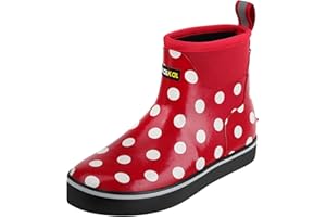 Kalkal Womens Rain Boots Ankle Waterproof Deck Boots, Anti-Slip Girl Boots for Fishing Daily Working Farming