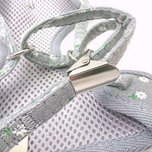 M2cbridge Small Dog Harness Leash Leads Set Step-in Soft Mesh Vest Cat Collar (M, Gray)