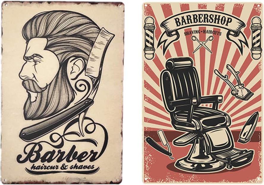 DoubleWood 2 Pack Barber Shop Theme Tin Sign