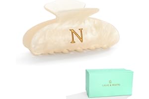 LILIE&WHITE Acrylic Letter Hair Clips For Women Stylish N Monogram Hair Claw Alphabet Hair Clip Fashion Glitter Claw Clip Ele