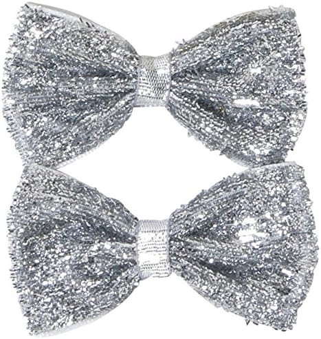 Bows Arts Diamond Dust Velvet Infant Flat Bow 2 Pc Pack, Silver