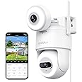 Reobiux Dual Lens Outdoor Security Camera, 3K/6MP PTZ Security Camera with Auto Tracking, WiFi Outdoor Cameras for Home Security, 3 Night Vision Modes, Two-Way Audio, IP66, Support Alexa