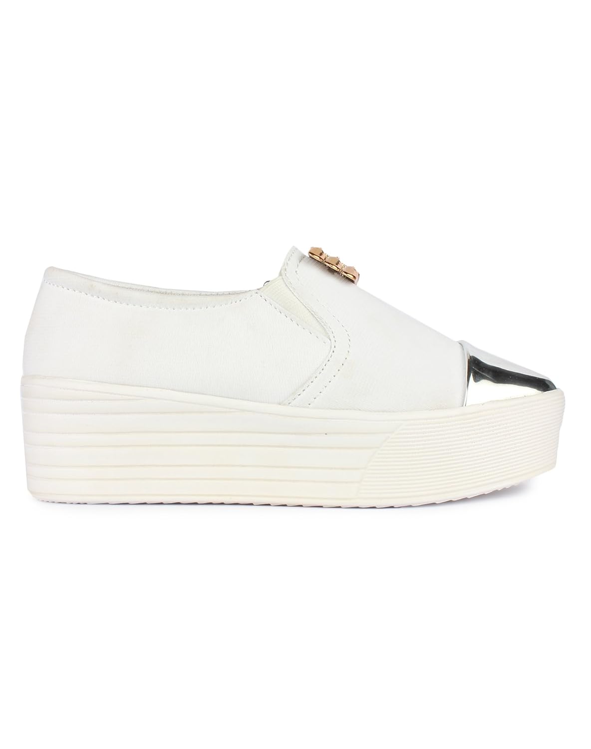 zapatoz womens fabric white color casual shoe