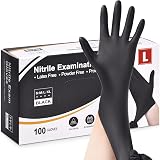 Fusion Vibes Black Nitrile Disposable Gloves Size Large 100 Count