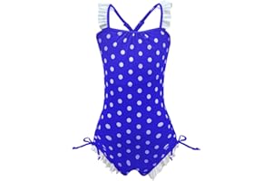 qyqkfly Polka Dot Girls Kids Bathing Suits Adjustable Swimsuits (FBA)